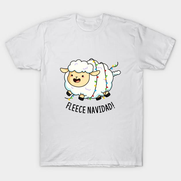 Fleece Navidad Cute Christmas Sheep T-Shirt by punnybone